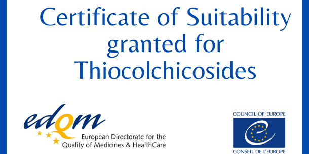 Certificate of Suitability granted for Thiocolchicosides (1) (1) CEP - Thiocolchicosides/ chereso